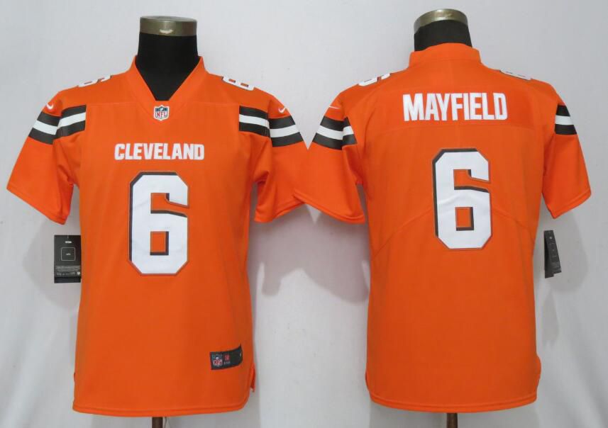 Women Cleveland Browns 6 Mayfield Orange Nike Vapor Untouchable Player NFL Jerseys